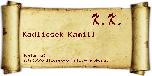 Kadlicsek Kamill névjegykártya